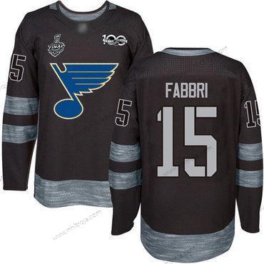 Herrar Blues #15 Robby Fabbri Svart 1917-2017 100th Jubileum Stanley Cup Final Bound Stitched Hockey Tröjor