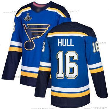 Herrar Blues #16 Brett Hull Blå Autentisk Stanley Cup Champions Stitched Hockey Hemma Tröjor