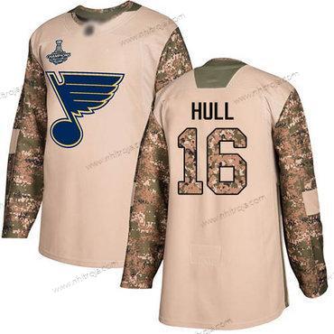 Herrar Blues #16 Brett Hull Camo Autentisk 2017 Veterans Day Stanley Cup Champions Stitched Hockey Tröjor