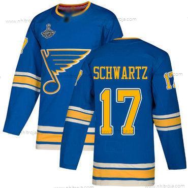 Herrar Blues #17 Jaden Schwartz Blå Alternativ Autentisk Stanley Cup Champions Stitched Hockey Tröjor