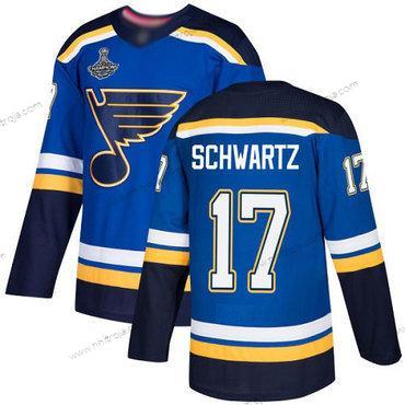 Herrar Blues #17 Jaden Schwartz Blå Autentisk Stanley Cup Champions Stitched Hockey Hemma Tröjor