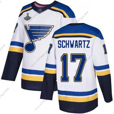 Herrar Blues #17 Jaden Schwartz Vit Road Autentisk Stanley Cup Champions Stitched Hockey Tröjor