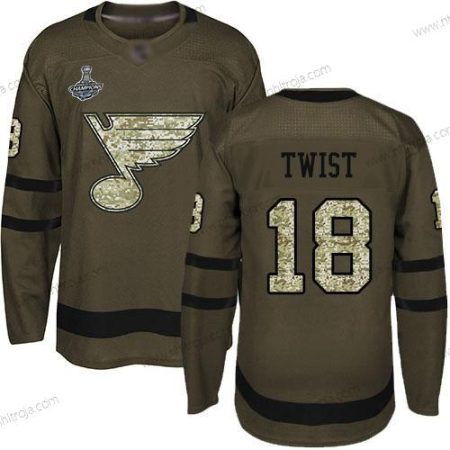 Herrar Blues #18 Tony Twist Grön Salute to Service Stanley Cup Champions Stitched Hockey Tröjor