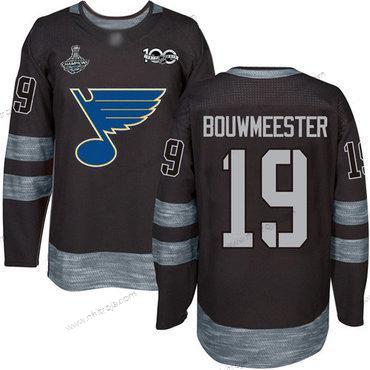 Herrar Blues #19 Jay Bouwmeester Svart 1917-2017 100th Jubileum Stanley Cup Champions Stitched Hockey Tröjor