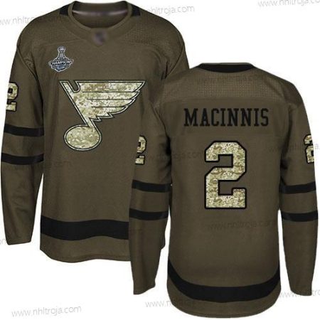 Herrar Blues #2 Al Macinnis Grön Salute to Service Stanley Cup Champions Stitched Hockey Tröjor