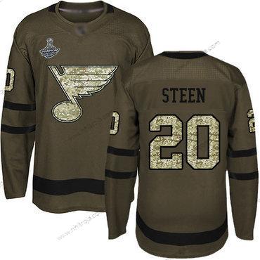 Herrar Blues #20 Alexander Steen Grön Salute to Service Stanley Cup Champions Stitched Hockey Tröjor