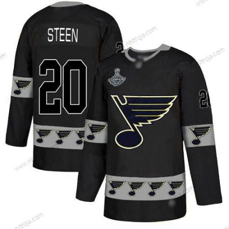 Herrar Blues #20 Alexander Steen Svart Autentisk Team Logo Stanley Cup Champions Stitched Hockey Tröjor