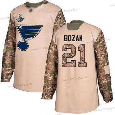 Herrar Blues #21 Tyler Bozak Camo Autentisk 2017 Veterans Day Stanley Cup Champions Stitched Hockey Tröjor