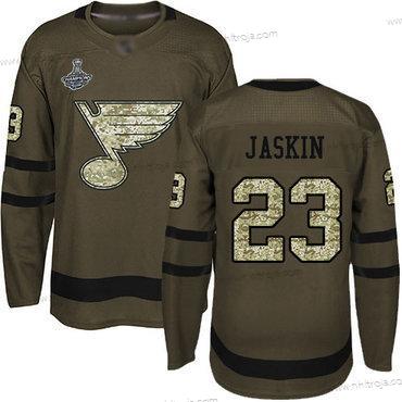 Herrar Blues #23 Dmitrij Jaskin Grön Salute to Service Stanley Cup Champions Stitched Hockey Tröjor