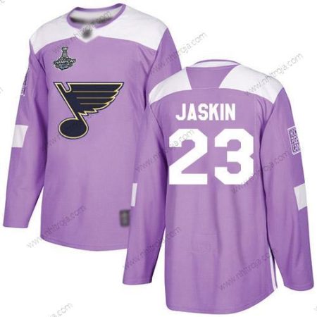 Herrar Blues #23 Dmitrij Jaskin Lila Autentisk Bekämpar cancer Stanley Cup Champions Stitched Hockey Tröjor