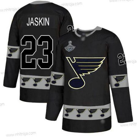 Herrar Blues #23 Dmitrij Jaskin Svart Autentisk Team Logo Stanley Cup Champions Stitched Hockey Tröjor