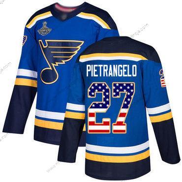 Herrar Blues #27 Alex Pietrangelo Blå Autentisk USA Flag Stanley Cup Champions Stitched Hockey Hemma Tröjor