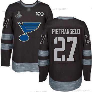 Herrar Blues #27 Alex Pietrangelo Svart 1917-2017 100th Jubileum Stanley Cup Champions Stitched Hockey Tröjor