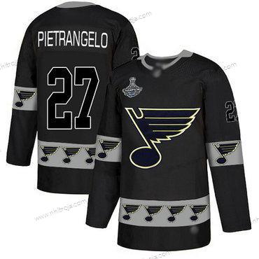 Herrar Blues #27 Alex Pietrangelo Svart Autentisk Team Logo Stanley Cup Champions Stitched Hockey Tröjor