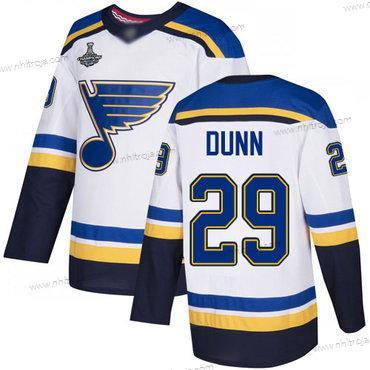 Herrar Blues #29 Vince Dunn Vit Road Autentisk Stanley Cup Champions Stitched Hockey Tröjor