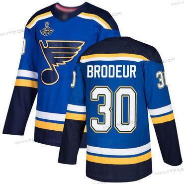 Herrar Blues #30 Martin Brodeur Blå Autentisk Stanley Cup Champions Stitched Hockey Hemma Tröjor