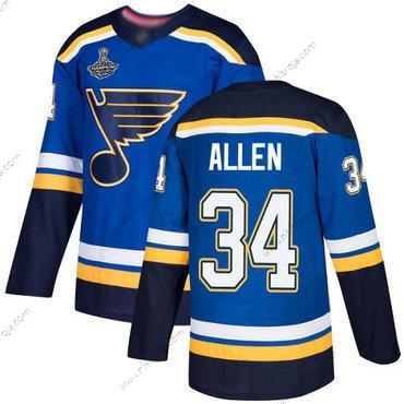 Herrar Blues #34 Jake Allen Blå Autentisk Stanley Cup Champions Stitched Hockey Hemma Tröjor