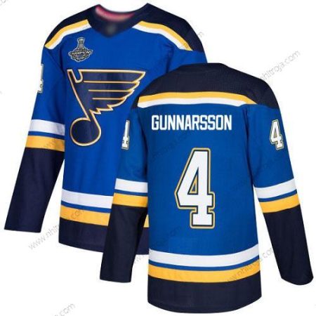 Herrar Blues #4 Carl Gunnarsson Blå Autentisk Stanley Cup Champions Stitched Hockey Hemma Tröjor