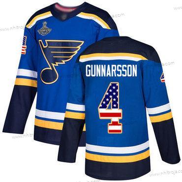 Herrar Blues #4 Carl Gunnarsson Blå Autentisk USA Flag Stanley Cup Champions Stitched Hockey Hemma Tröjor