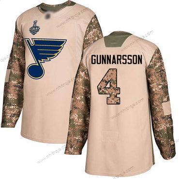 Herrar Blues #4 Carl Gunnarsson Camo Autentisk 2017 Veterans Day Stanley Cup Final Bound Stitched Hockey Tröjor