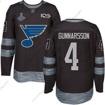 Herrar Blues #4 Carl Gunnarsson Svart 1917-2017 100th Jubileum Stanley Cup Champions Stitched Hockey Tröjor