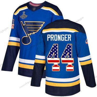 Herrar Blues #44 Chris Pronger Blå Autentisk USA Flag Stanley Cup Champions Stitched Hockey Hemma Tröjor