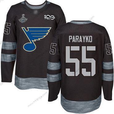 Herrar Blues #55 Colton Parayko Svart 1917-2017 100th Jubileum Stanley Cup Champions Stitched Hockey Tröjor