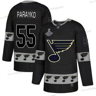 Herrar Blues #55 Colton Parayko Svart Autentisk Team Logo Stanley Cup Champions Stitched Hockey Tröjor