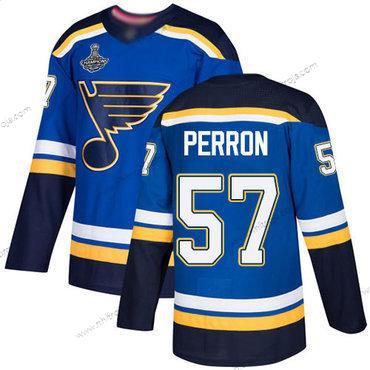 Herrar Blues #57 David Perron Blå Autentisk Stanley Cup Champions Stitched Hockey Hemma Tröjor