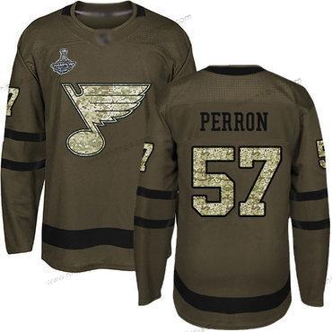 Herrar Blues #57 David Perron Grön Salute to Service Stanley Cup Champions Stitched Hockey Tröjor