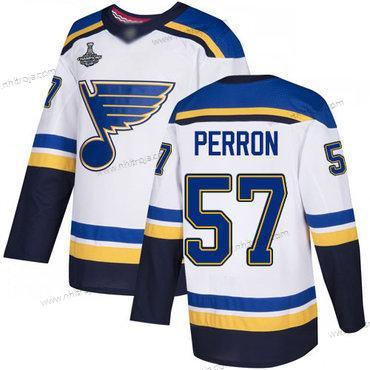 Herrar Blues #57 David Perron Vit Road Autentisk Stanley Cup Champions Stitched Hockey Tröjor