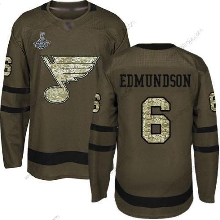 Herrar Blues #6 Joel Edmundson Grön Salute to Service Stanley Cup Champions Stitched Hockey Tröjor