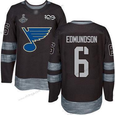 Herrar Blues #6 Joel Edmundson Svart 1917-2017 100th Jubileum Stanley Cup Champions Stitched Hockey Tröjor