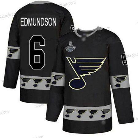 Herrar Blues #6 Joel Edmundson Svart Autentisk Team Logo Stanley Cup Champions Stitched Hockey Tröjor