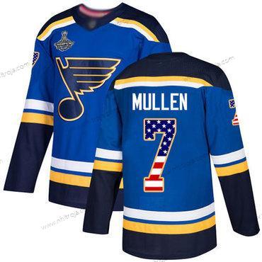 Herrar Blues #7 Joe Mullen Blå Autentisk USA Flag Stanley Cup Champions Stitched Hockey Hemma Tröjor