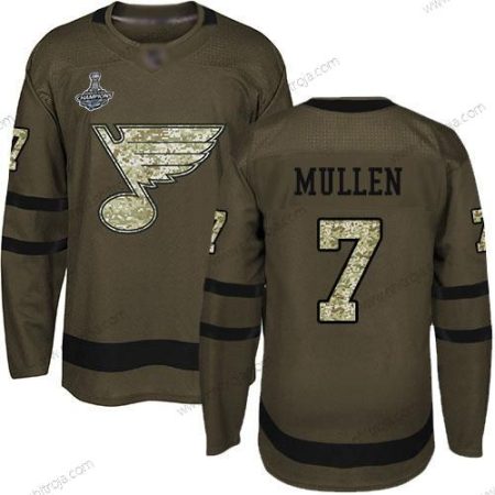 Herrar Blues #7 Joe Mullen Grön Salute to Service Stanley Cup Champions Stitched Hockey Tröjor