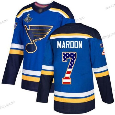 Herrar Blues #7 Patrick Maroon Blå Autentisk USA Flag Stanley Cup Champions Stitched Hockey Hemma Tröjor