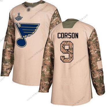 Herrar Blues #9 Shayne Corson Camo Autentisk 2017 Veterans Day Stanley Cup Champions Stitched Hockey Tröjor