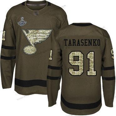 Herrar Blues #91 Vladimir Tarasenko Grön Salute to Service Stanley Cup Champions Stitched Hockey Tröjor