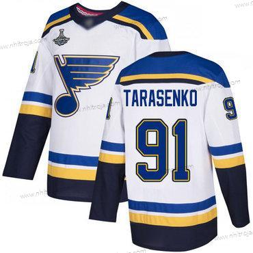 Herrar Blues #91 Vladimir Tarasenko Vit Road Autentisk Stanley Cup Champions Stitched Hockey Tröjor