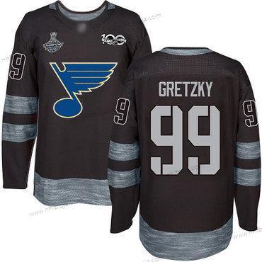 Herrar Blues #99 Wayne Gretzky Svart 1917-2017 100th Jubileum Stanley Cup Champions Stitched Hockey Tröjor