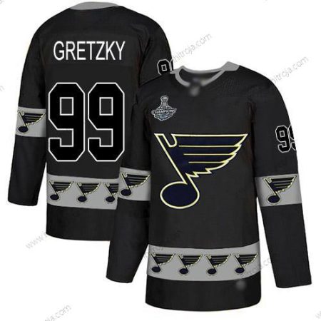 Herrar Blues #99 Wayne Gretzky Svart Autentisk Team Logo Stanley Cup Champions Stitched Hockey Tröjor