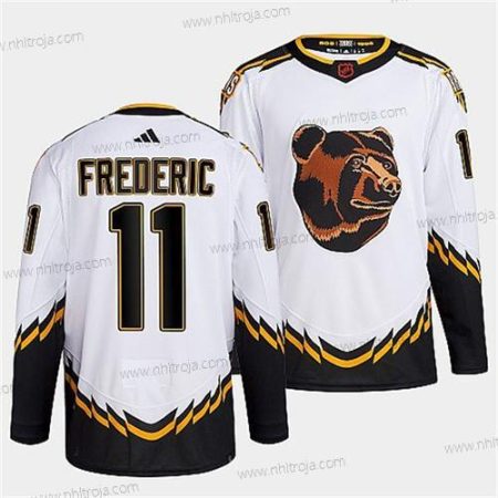 Herrar Boston Bruins #11 Trent Frederic 2022 Vit Omvänd Retro Stitched Tröjor