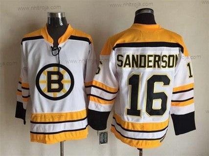 Herrar Boston Bruins #16 Derek Sanderson 1968-69 Vit CCM Vintage Tröjor