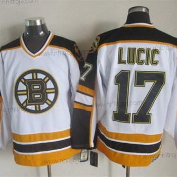 Herrar Boston Bruins #17 Milan Lucic 1996-97 Vit CCM Vintage Tröjor