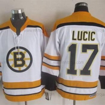 Herrar Boston Bruins #17 Milan Lucic 2007-08 Vit CCM Vintage Tröjor