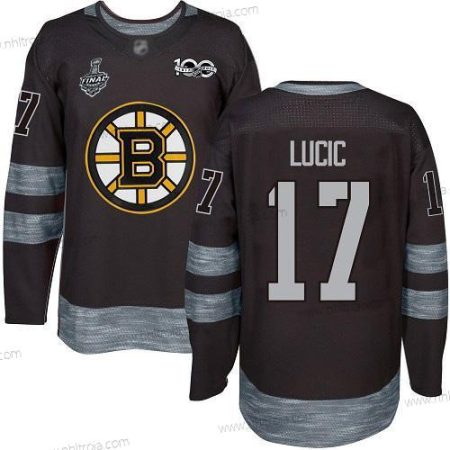 Herrar Boston Bruins #17 Milan Lucic Svart 1917-2017 100th Jubileum 2019 Stanley Cup Final Bound Stitched Hockey Tröjor