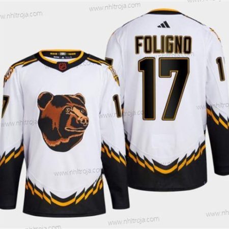 Herrar Boston Bruins #17 Nick Foligno Vit 2022-23 Omvänd Retro Stitched Tröjor