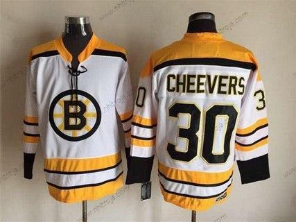 Herrar Boston Bruins #30 Gerry Cheevers 1968-69 Vit CCM Vintage Tröjor