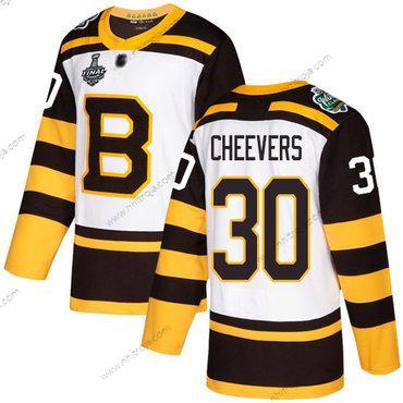 Herrar Boston Bruins #30 Gerry Cheevers Vit Autentisk 2019 Vinter Klassisk 2019 Stanley Cup Final Bound Stitched Hockey Tröjor